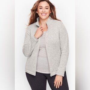 T by Talbots Textured Terry Fleece Jacket – Size L | Heather Gray